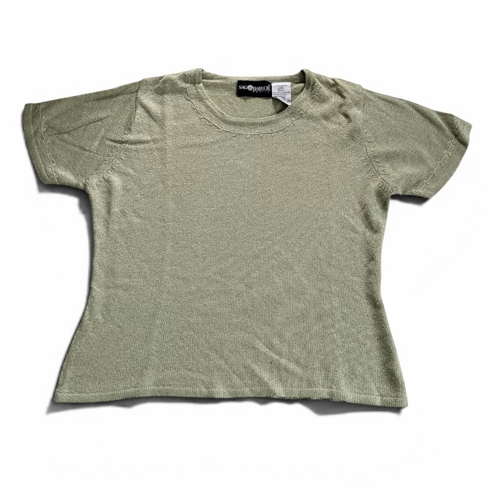 Sag Harbor Women’s Light Olive Short Sleeve Tee - M